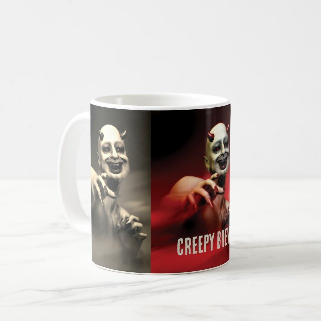 Creepy Brew. Devil T-Shirt Coffee Mug (Front Left)