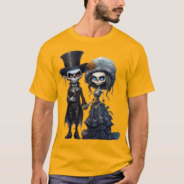 Creepy bride groom Halloween corpse couple  T-Shirt (Front)