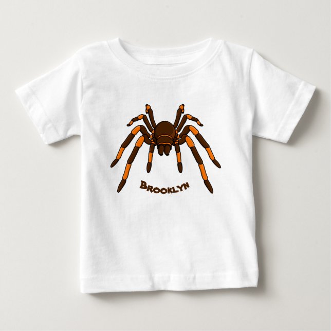 Creepy brown and orange tarantula spider cartoon baby T-Shirt (Front)