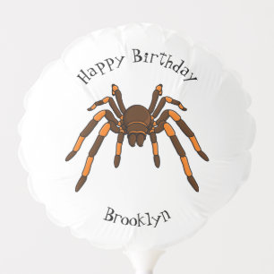 Creepy brown and orange tarantula spider cartoon balloon