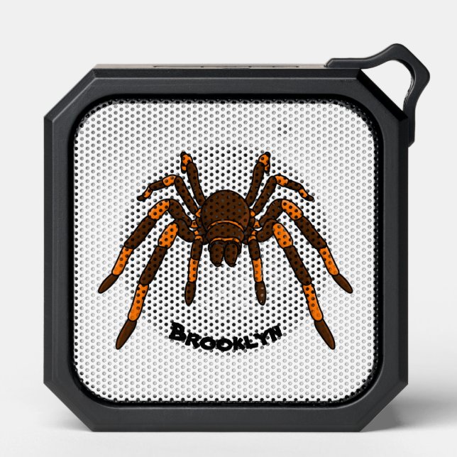 Creepy brown and orange tarantula spider cartoon bluetooth speaker (Front)