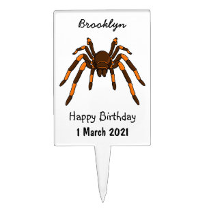 Creepy brown and orange tarantula spider cartoon cake topper