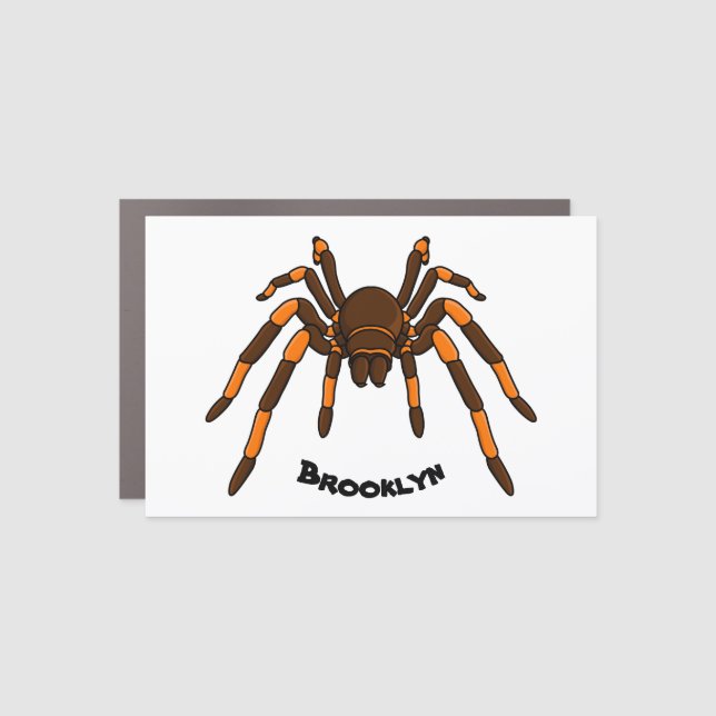 Creepy brown and orange tarantula spider cartoon  car magnet (Front)