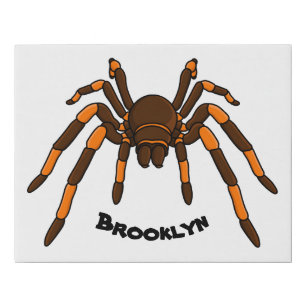 Creepy brown and orange tarantula spider cartoon faux canvas print