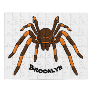 Creepy brown and orange tarantula spider cartoon jigsaw puzzle