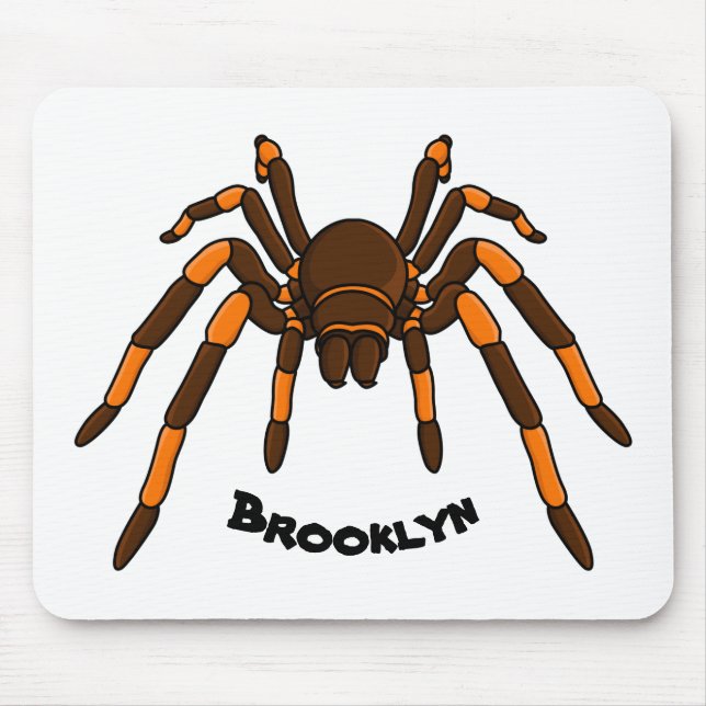 Creepy brown and orange tarantula spider cartoon mouse pad (Front)