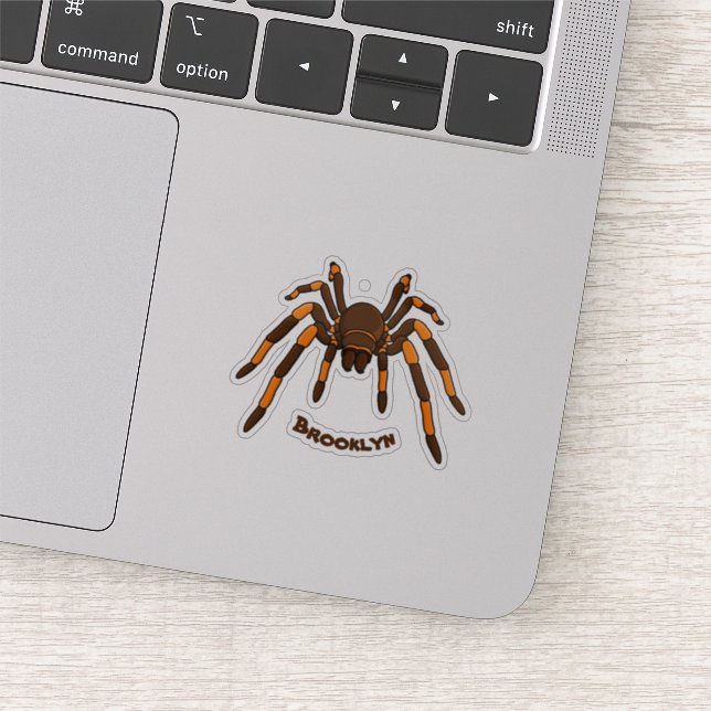 Creepy brown and orange tarantula spider cartoon sticker (Detail)