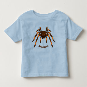 Creepy brown and orange tarantula spider cartoon toddler t-shirt