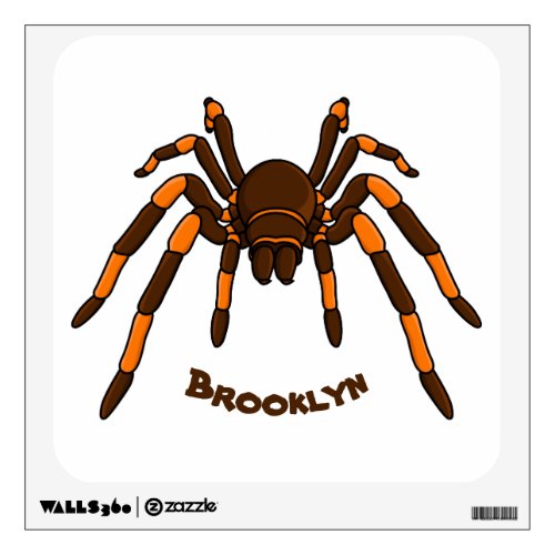 Creepy brown and orange tarantula spider cartoon  wall decal