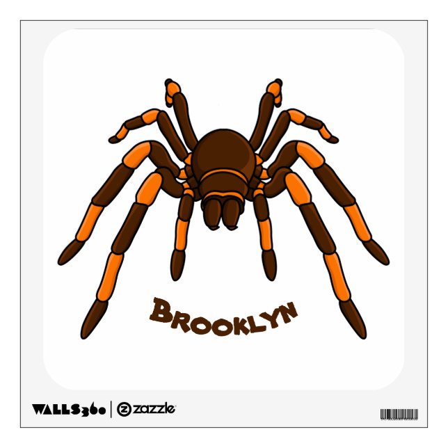 Creepy brown and orange tarantula spider cartoon  wall decal (Front)