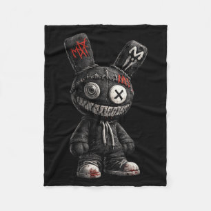 Creepy Bunny Horror Goth Grunge Emo Dark Aesthetic Fleece Blanket