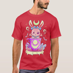 Creepy Bunny In Teacup Kawaii Pastel Goth Anime Va T-Shirt