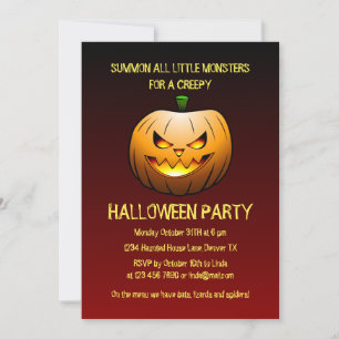 Creepy Burning Halloween Pumpkin Invitation