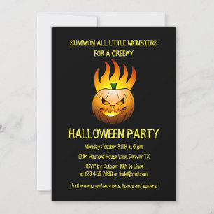 Creepy Burning Halloween Pumpkin Invitation