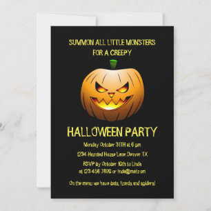 Creepy Burning Halloween Pumpkin Invitation
