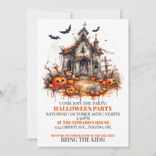 Creepy Cabin Happy Halloween Party Invitations