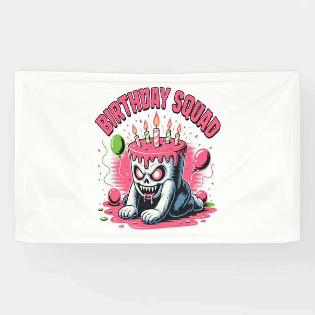 Creepy Cake Skull Birthday Squad Banner (Horizontal)