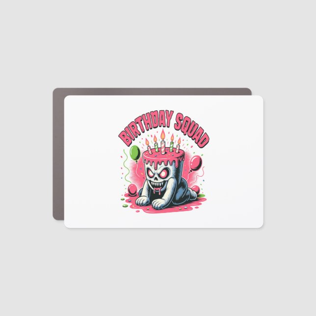 Creepy Cake Skull Birthday Squad Car Magnet (Front)