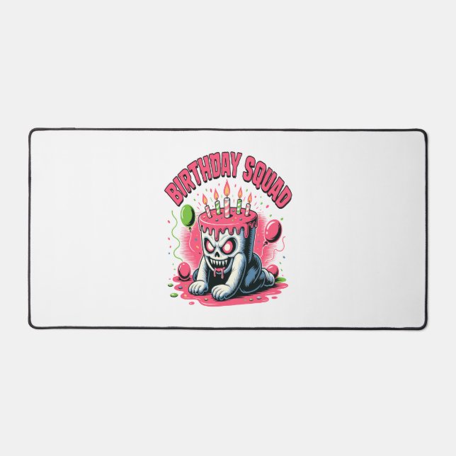 Creepy Cake Skull Birthday Squad Desk Mat (Front)