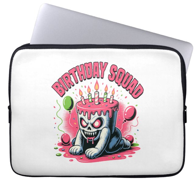 Creepy Cake Skull Birthday Squad Laptop Sleeve (Front)