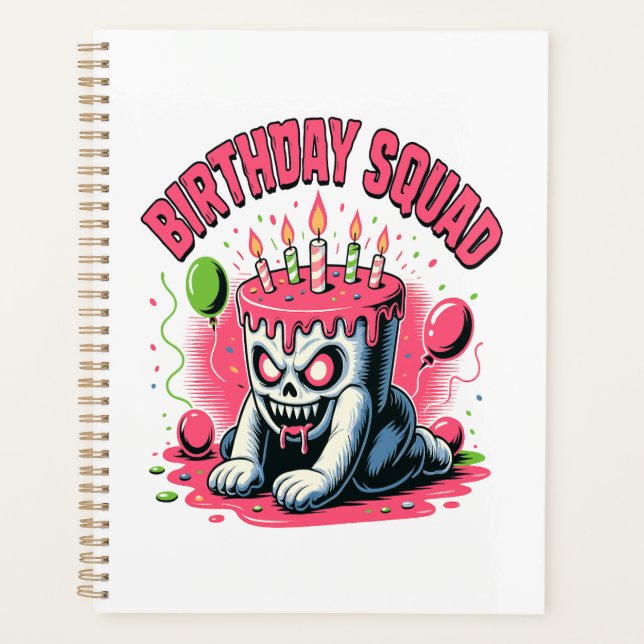 Creepy Cake Skull Birthday Squad Planner (Front)
