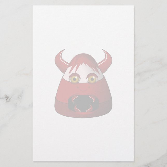 Creepy Candy Corn Devil Stationery (Front)