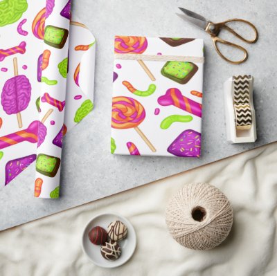 Creepy Candy Zombie Mashup For Halloween Wrapping Paper