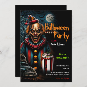 Creepy Carnival Clown Halloween Party  Invitation