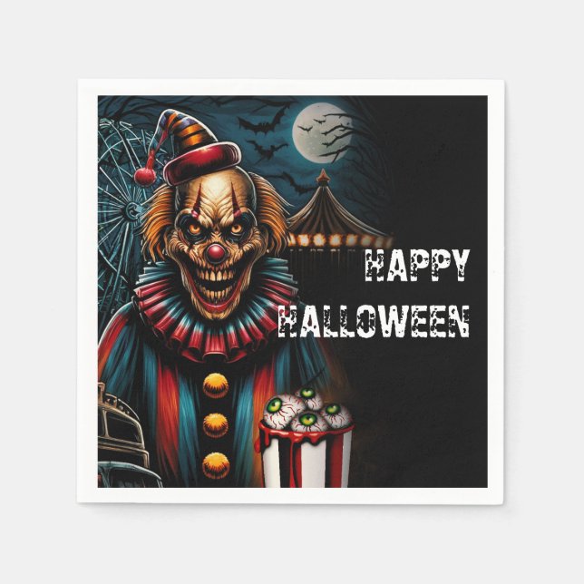 Creepy Carnival Clown Halloween Party  Napkins (Front)