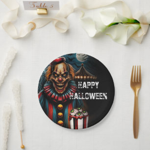 Creepy Carnival Clown Halloween Party Paper Plates