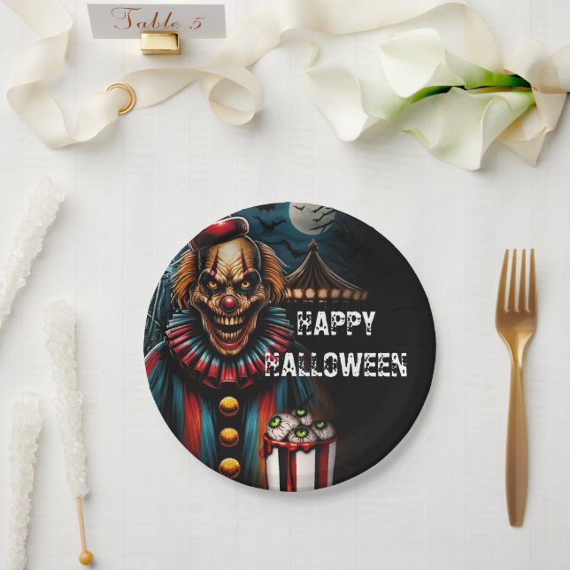 Creepy Carnival Clown Halloween Party  Paper Plates (Wedding)