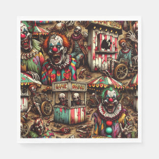 Creepy Carnival Clown Zombie Halloween Napkins