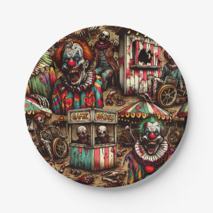 Creepy Carnival Clown Zombie Halloween Paper Plates