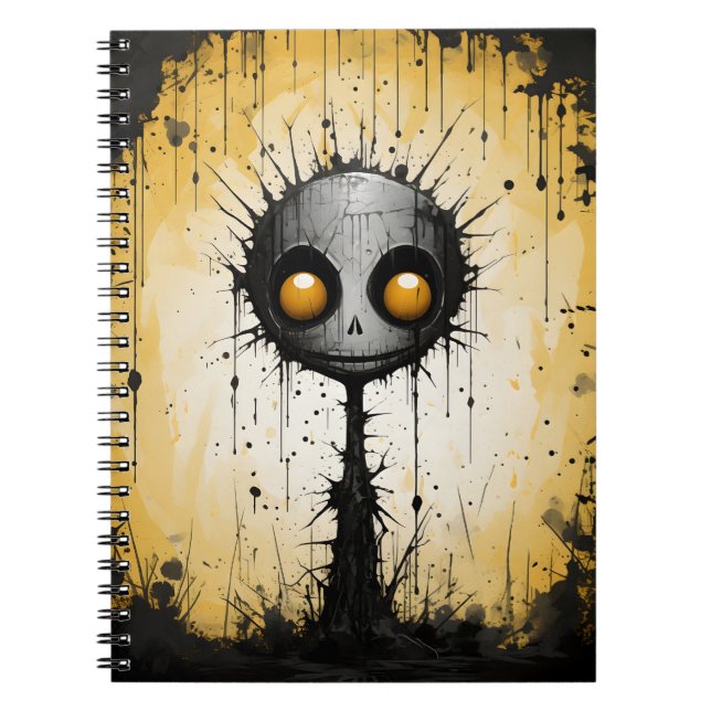 Creepy Cartoon Fantasy Abstract Halloween Monster Notebook (Front)