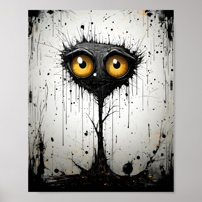 Creepy Cartoon Fantasy Halloween Monster Tree Poster (Front)