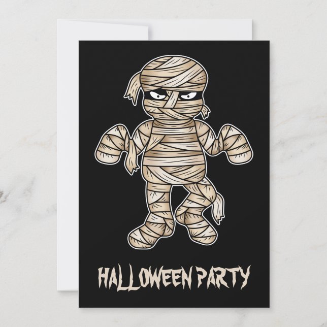Creepy Cartoon Mummy Halloween Party Invitation (Front)