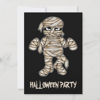 Creepy Cartoon Mummy Halloween Party Invitation