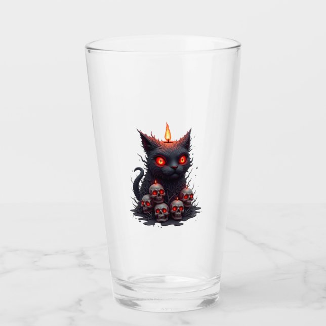 Creepy Cat Candle Glass (Front)
