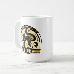 Creepy Cat Club – Retro Mystical Black Cat Design Coffee Mug