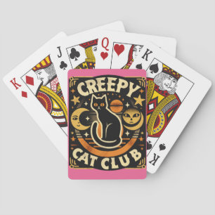 Creepy Cat Club – Retro Mystical Black Cat Design Poker Cards