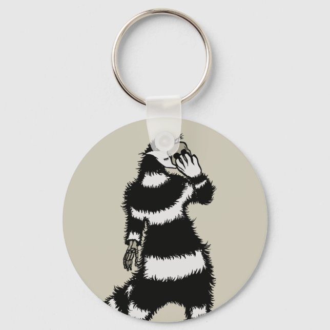 Creepy Cat Creature Skeleton Hand Skull Mask Keychain (Front)