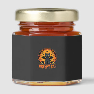 Creepy Cat Halloween Bat Moon Graphic Design_1 Honey Jar Favors
