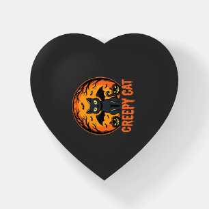 Creepy Cat Halloween Bat Moon Graphic Design_1 Paperweight