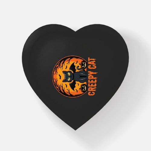 Creepy Cat Halloween Bat Moon Graphic Design_1 Paperweight
