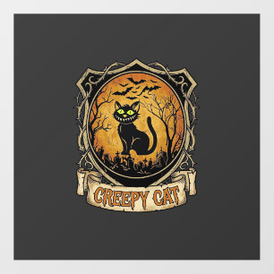 Creepy Cat Halloween Black Graveyard Bats Floor Decals