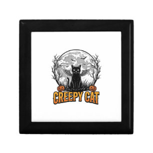 Creepy Cat Halloween Vintage Engraving Design_1 Gift Box