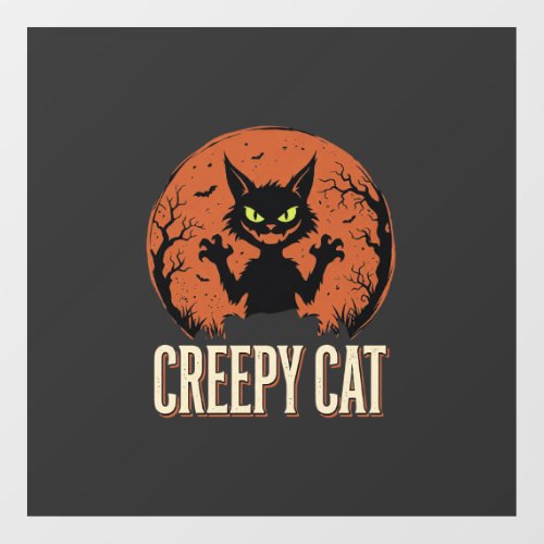Creepy Cat Halloween Vintage Moon Graphic Floor Decals