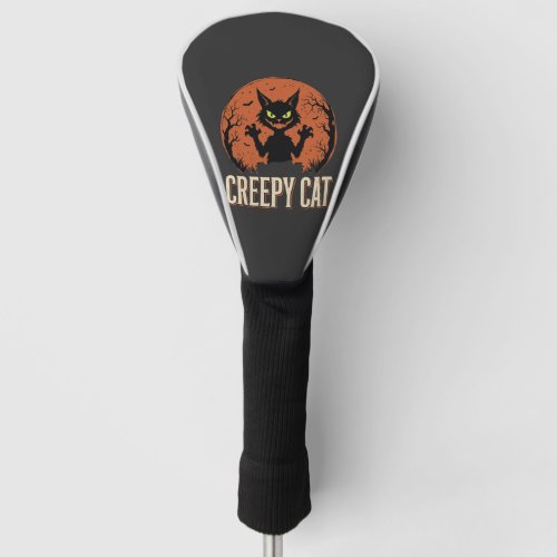 Creepy Cat Halloween Vintage Moon Graphic Golf Head Cover