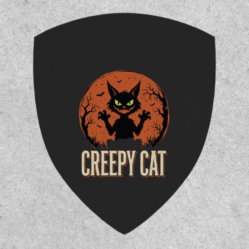 Creepy Cat Halloween Vintage Moon Graphic Patch