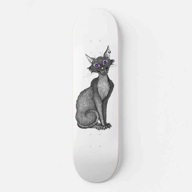 Creepy Cat Skateboard Deck (Front)